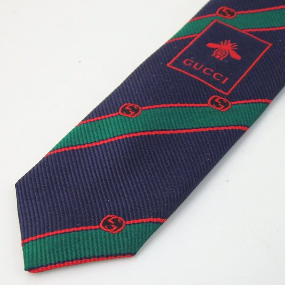 Authentic GUCCI 744392 4E217 Interlocking G Shelly tie silk [Used] - Picture 5 of 11